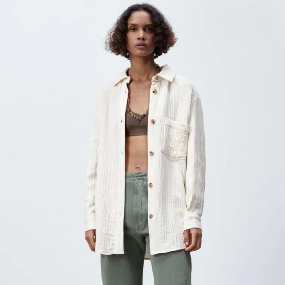 Zara oversized textured shirt